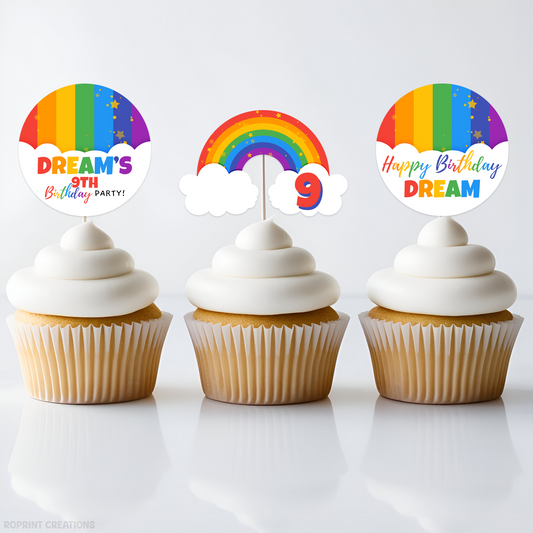 Rainbow Birthday Cupcake Toppers - Editable Party Favor Printable
Add a pop of color to your cupcakes with these editable rainbow toppers! Personalize in Canva, print, and cut for the perfect party touch.