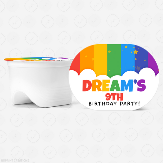 Rainbow Chip Cup Birthday Party Favor - Editable Party Favor Printable Add a splash of color to your snack table with this editable chip cup design! Customize in Canva, print, and assemble for a fun birthday favor.