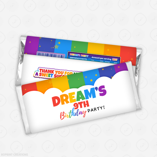 Rainbow Chocolate Bar Wrapper - Editable Party Favor Printable