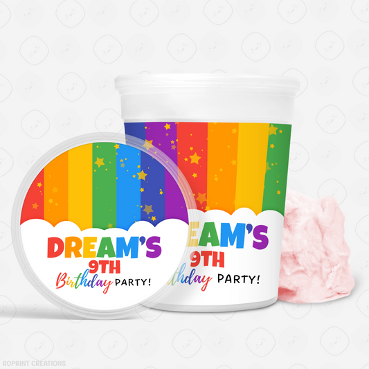 Rainbow Cotton Candy Tub Label - Editable Party Favor Printable