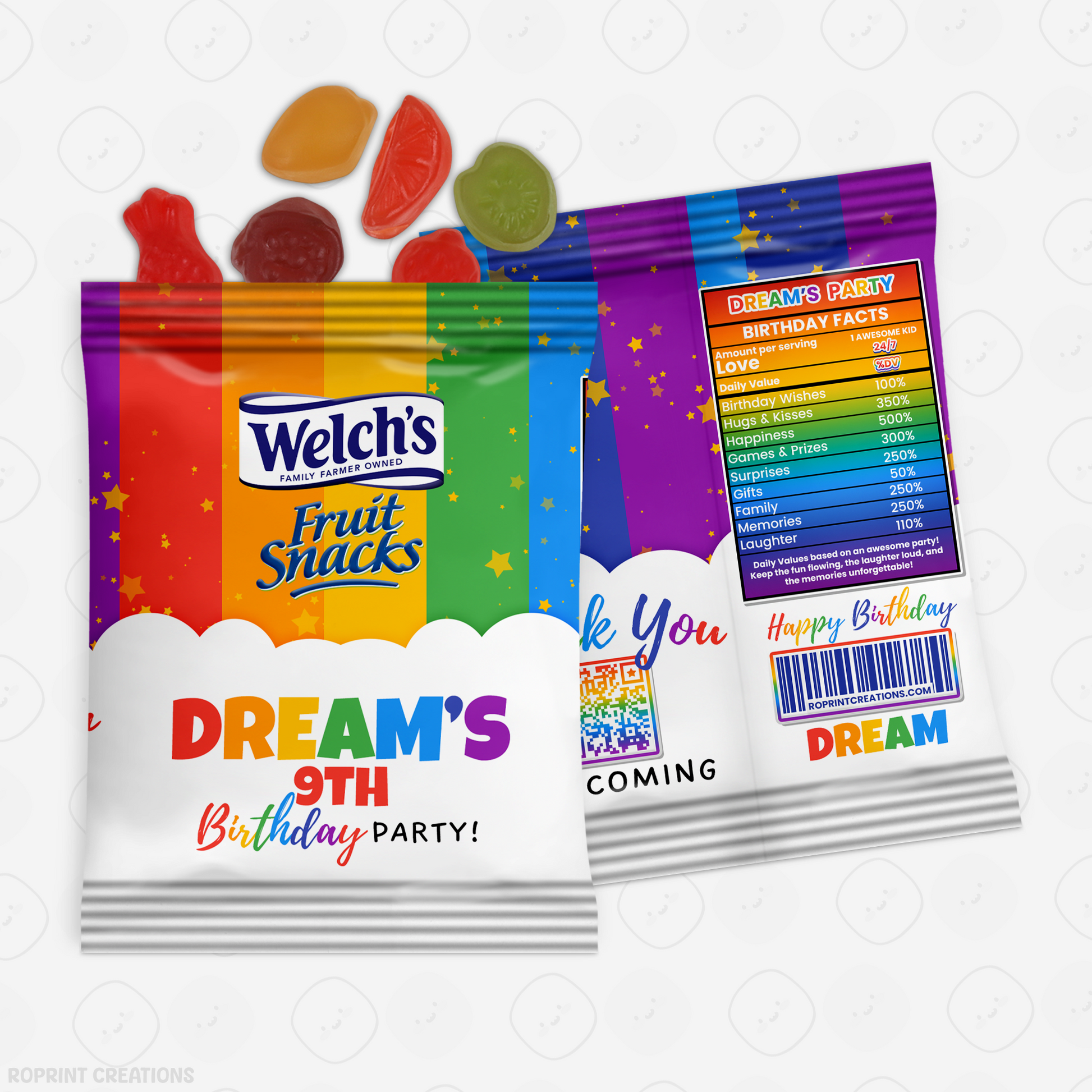 Rainbow Fruit Snack Wrapper - Editable Party Favor Printable
Brighten up your favors with this editable fruit snack wrapper! Customize in Canva, print, and wrap for a fun party treat.