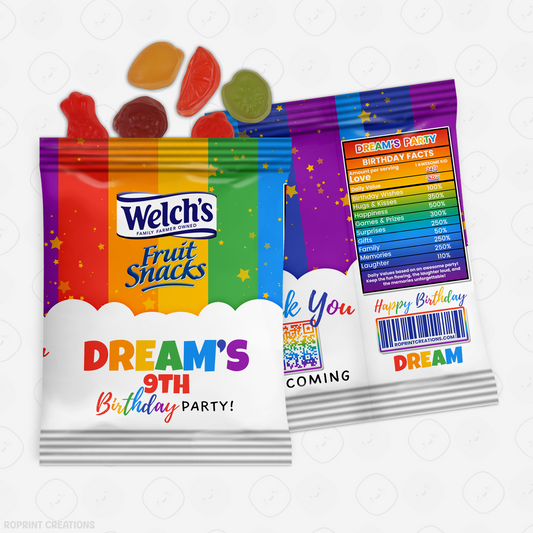 Rainbow Fruit Snack Wrapper - Editable Party Favor Printable
Brighten up your favors with this editable fruit snack wrapper! Customize in Canva, print, and wrap for a fun party treat.