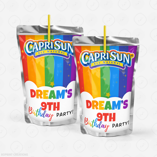 Rainbow Juice Pouch Label - Editable Party Favor Printable
Brighten up your drink station with this editable juice pouch label! Customize in Canva, print, and apply for a fun party touch.