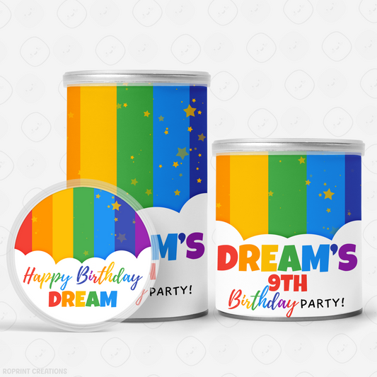 Rainbow Pringles Label - Editable Rainbow Party Favor Printable
Add a colorful twist to your snacks with this editable Pringles label! Customize in Canva, print, and wrap for a fun party favor.