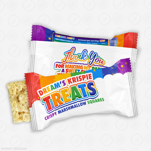 Rainbow Rice Krispie Treat Wrapper - Editable Party Favor Printable
Sweeten your celebration with this editable Rice Krispie treat wrapper! Customize in Canva, print, and wrap for a fun and festive favor.