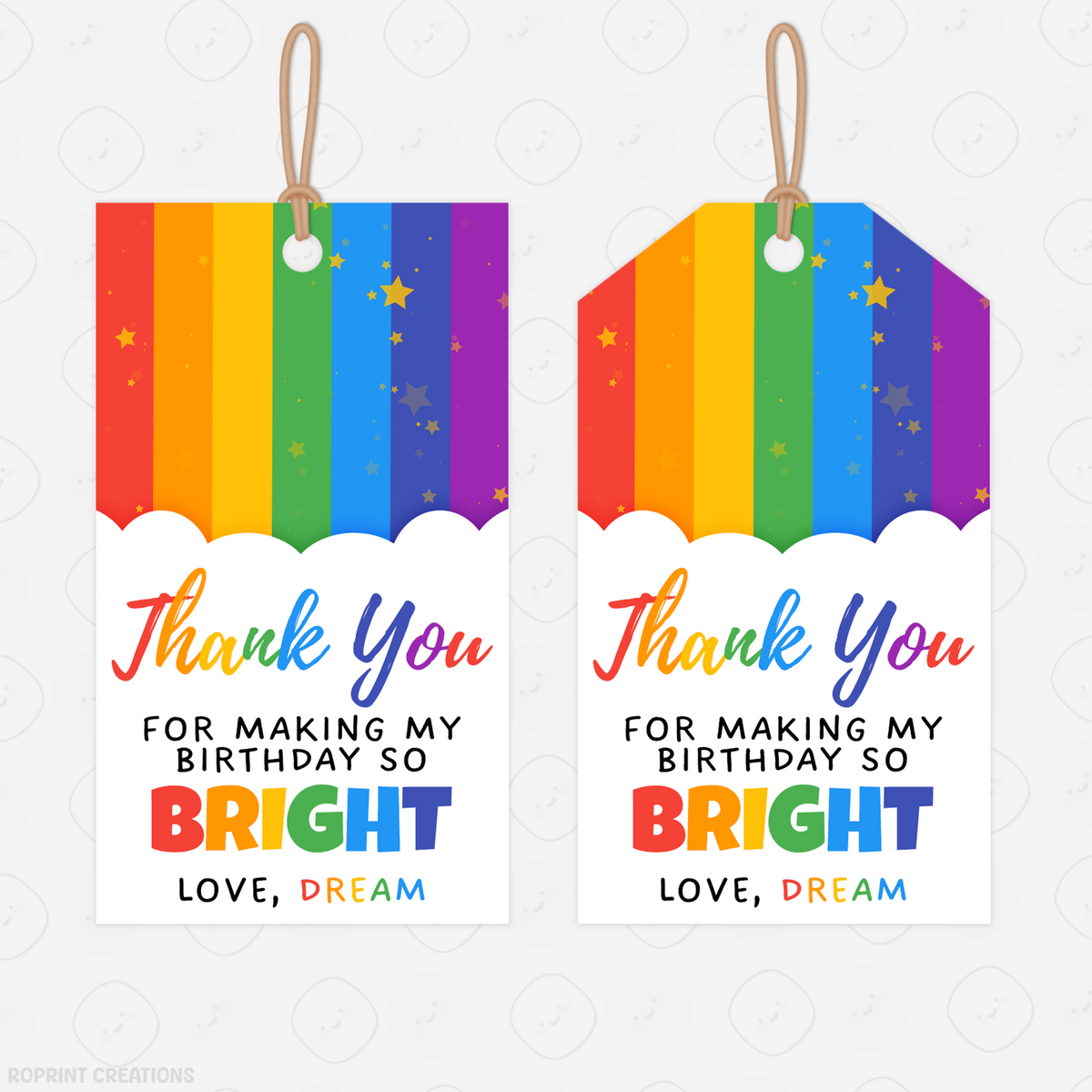 Rainbow Thank You Tag - Editable Printable Favor Tag Party Favor
Say thanks in style with this editable rainbow thank you tag! Customize in Canva, print, and attach to party favors for a colorful finishing touch.