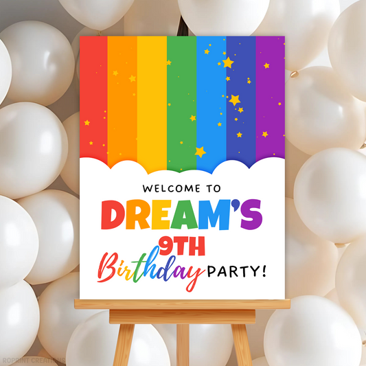 Rainbow Welcome Sign - Editable Birthday Party Printable
Welcome guests in style with this editable rainbow sign! Customize in Canva, print, and display for a bright and cheerful party entrance.