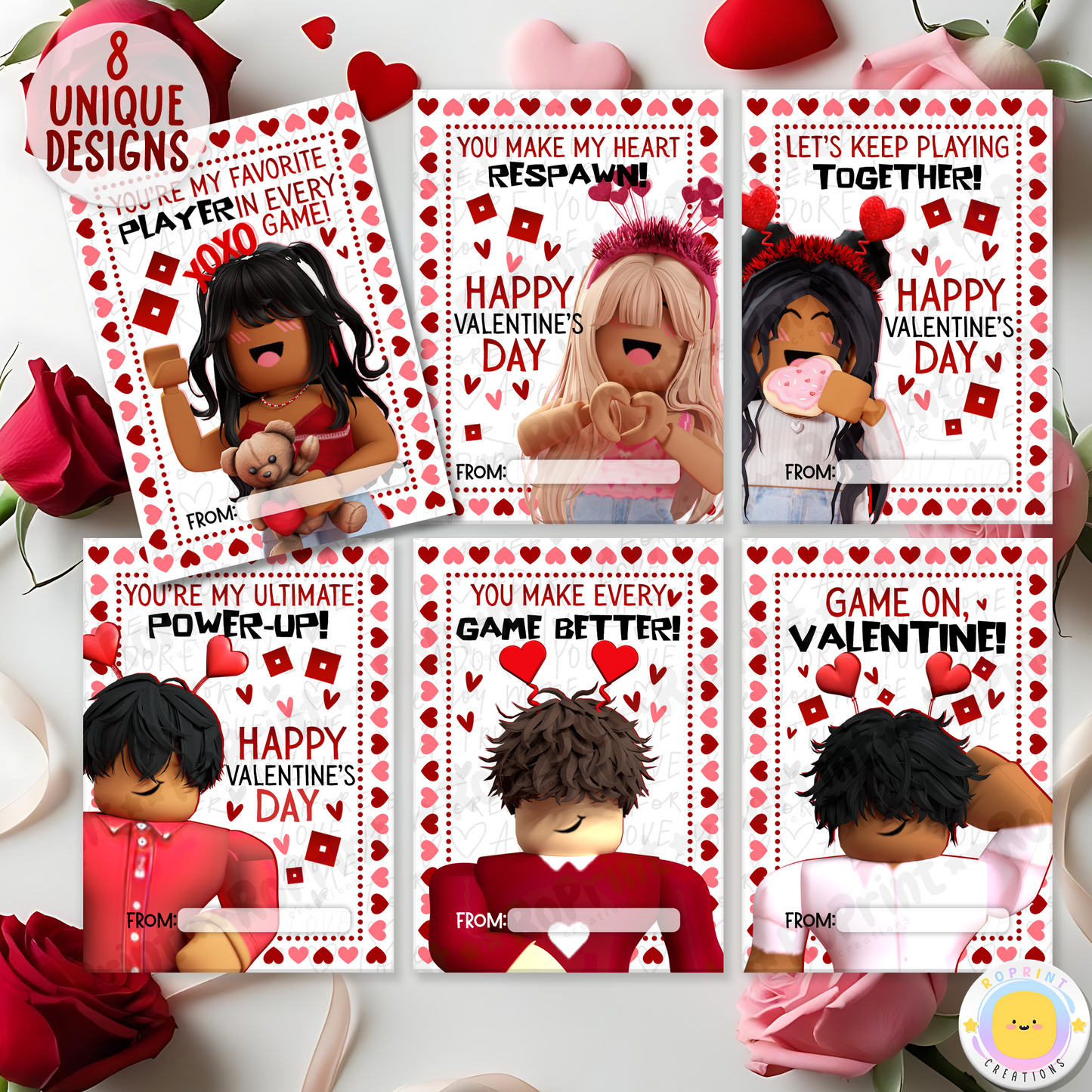 Celebrate love with these fun Roblox Valentine Cards! Instantly download, print, and share a playful touch of joy. Digital file only.