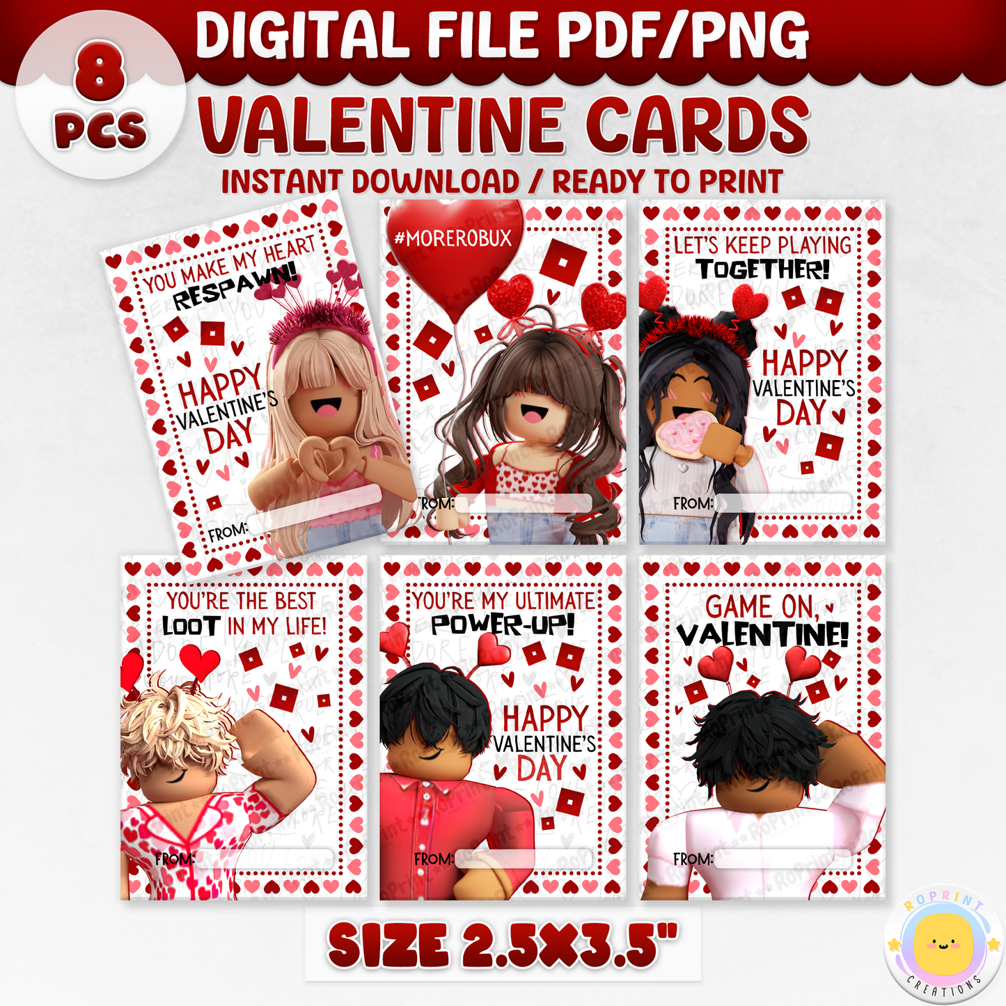 Celebrate love with these fun Roblox Valentine Cards! Instantly download, print, and share a playful touch of joy. Digital file only.