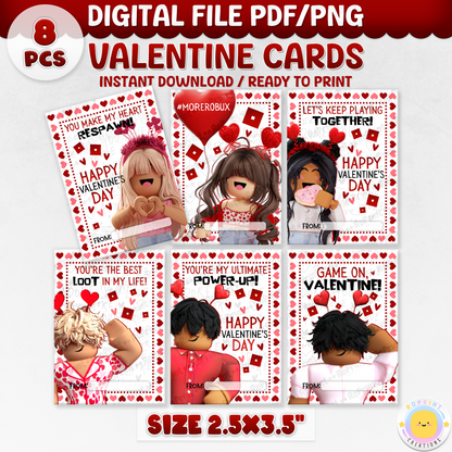 Celebrate love with these fun Roblox Valentine Cards! Instantly download, print, and share a playful touch of joy. Digital file only.