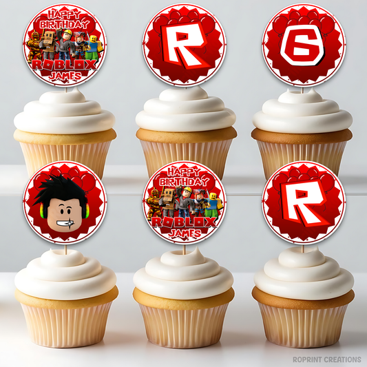 Level up your party treats with these Roblox birthday cupcake toppers! Perfect for gamer-themed celebrations—download, print on cardstock or edible paper, and decorate your cupcakes with ease. Digital file only.