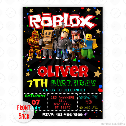 Level up your party with this Roblox-themed birthday invitation! Edit easily in Canva and print or share digitally. Instant download