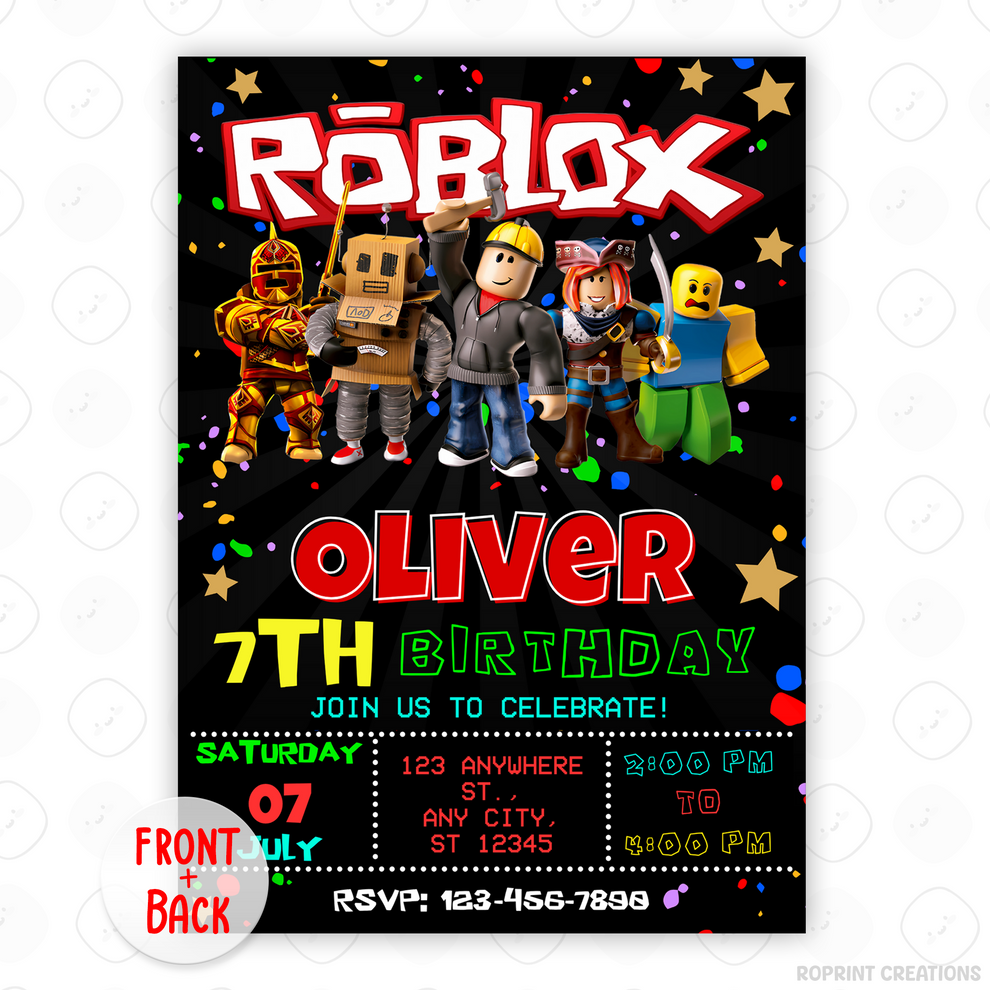 Roblox Birthday Invitation - Roblox Gamers Editable Invite Template ...