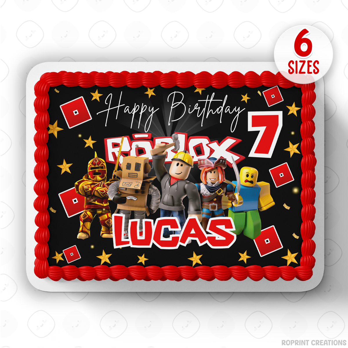 Level up your birthday celebration with this Roblox-themed cake topper! Printable and perfect for decorating gamer-inspired party cakes. 🎮🎂