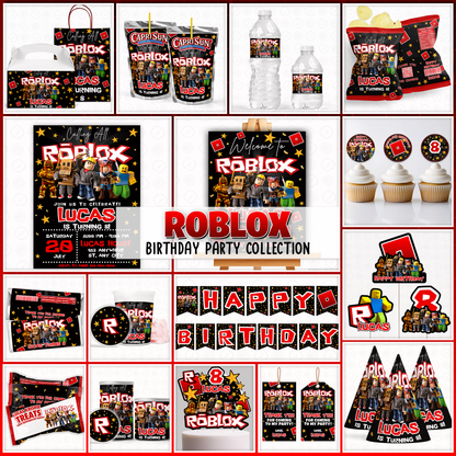 Level up your celebration with this Roblox Birthday Party Collection! Choose from editable party favors and decor, personalize in Canva, then print at home or use professionally for a gamer-themed birthday experience.