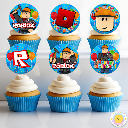 Roblox Builderman Cupcake Toppers - Roblox Birthday Cupcake Toppers
Add a fun touch to your celebration with these Roblox Builderman Cupcake Toppers! Instantly download, print, and assemble for a unique party decoration. These toppers can also be printed on edible paper or sticker paper to create fun stickers. Digital file only.