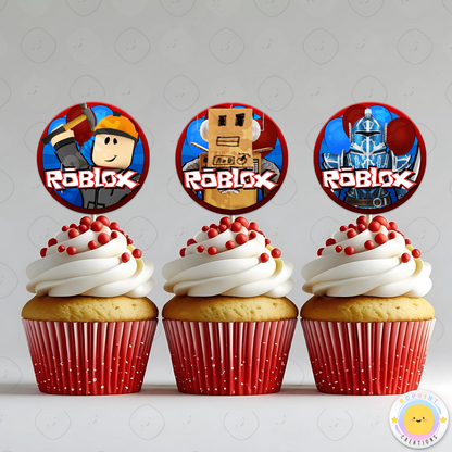 Roblox Cupcake Toppers - Roblox Birthday Cupcake Toppers. Add a fun touch to your celebration with these Roblox Cupcake Toppers! Instantly download, print, and assemble for a unique party decoration. These toppers can also be printed on edible paper or sticker paper to create fun stickers. Digital file only.