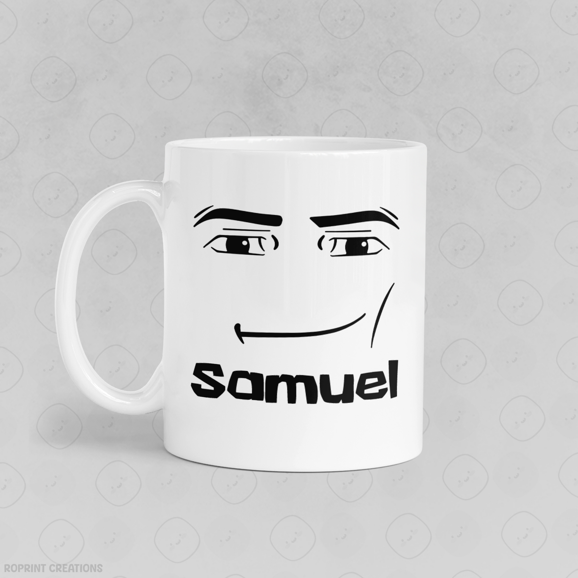 Enjoy your favorite drinks with this Personalized Roblox Man Face Mug! Featuring the classic man face and your custom name, it’s the perfect gift for any Roblox fan.