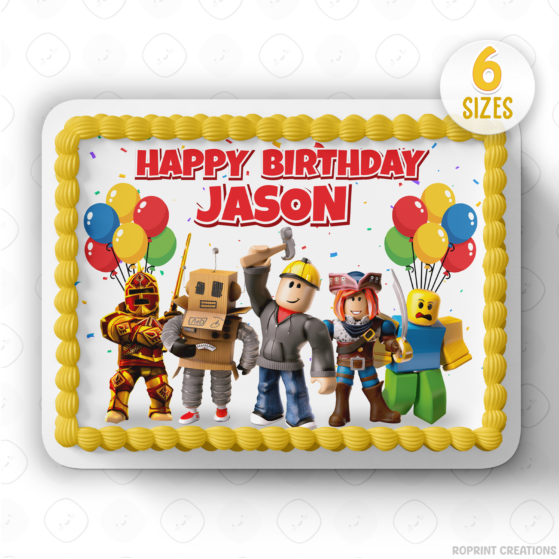 Add a fun Roblox touch to your celebration with this cake topper! Perfect for kids’ gamer-themed birthday parties—download, edit, print, and decorate your cake with ease. 🎮🎂