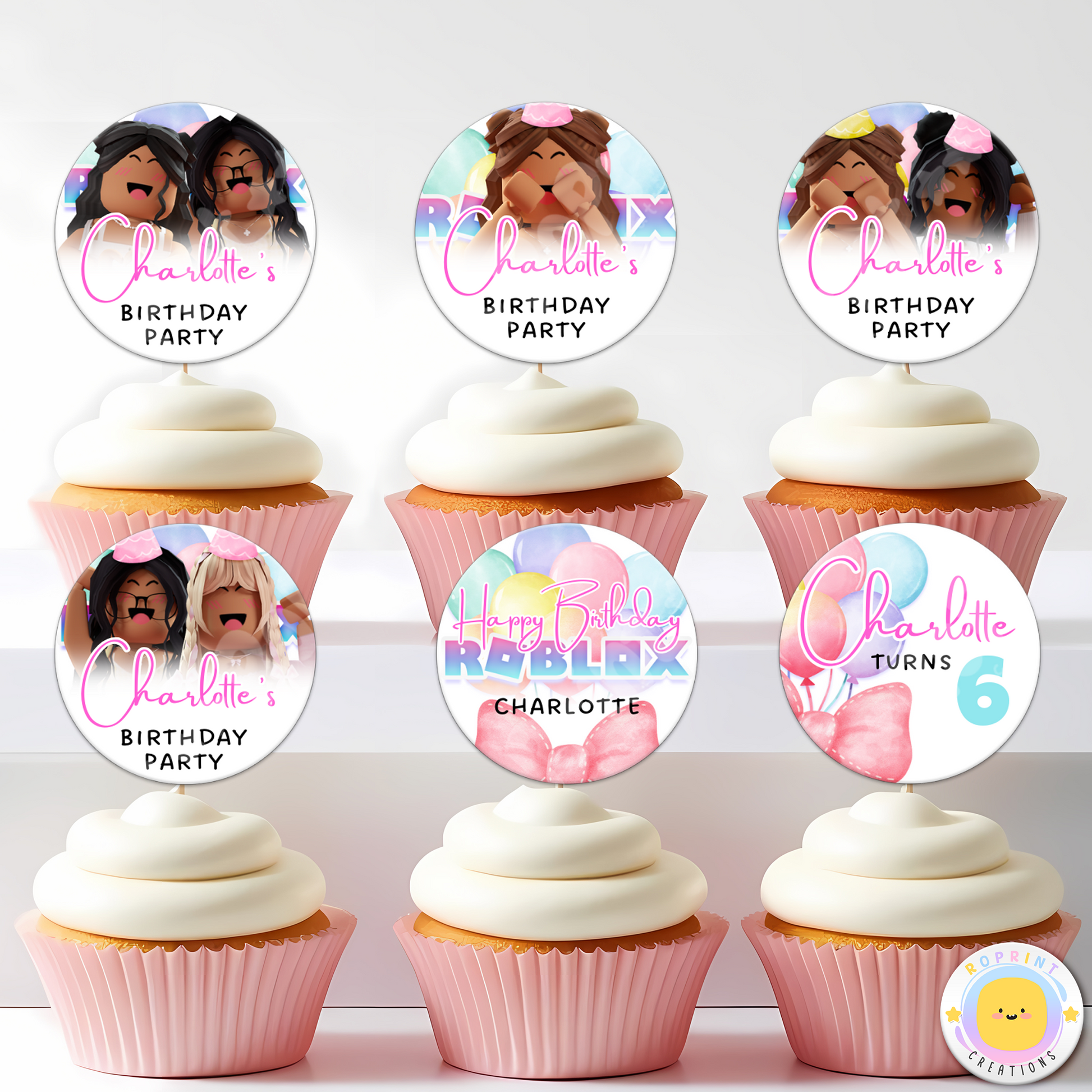 Roblox Girl Birthday Cupcake Toppers - Editable Roblox Girl Cupcake Toppers - Kids Party Favor. Add a fun touch to your party with these Editable Roblox Girl Cupcake Toppers! Easily customize in Canva and print at home for a cute and personal birthday favor