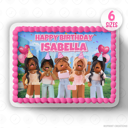 Celebrate in style with this Roblox Girls-inspired cake topper! Printable and perfect for decorating kids’ birthday cakes for a fun gamer-themed party. 🎮🎂