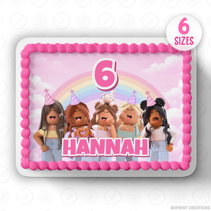 Add a fun pink Roblox touch to your party with this cake topper! Perfect for decorating gamer-themed birthday cakes for kids—just download, print, and celebrate. 🎮🎂