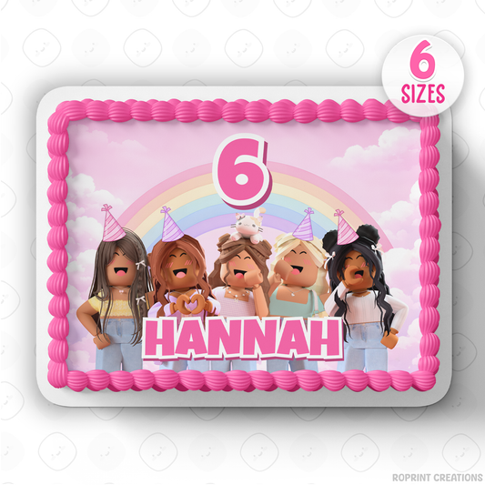 Add a fun pink Roblox touch to your party with this cake topper! Perfect for decorating gamer-themed birthday cakes for kids—just download, print, and celebrate. 🎮🎂