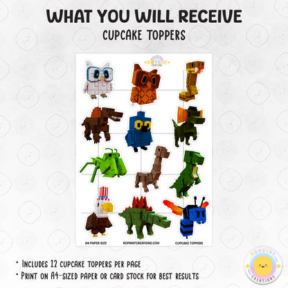 Bring the fun of Roblox Grow a Garden to your party treats! These printable cupcake toppers can be printed on cardstock, edible paper, or even made into stickers—just download, print, and decorate.