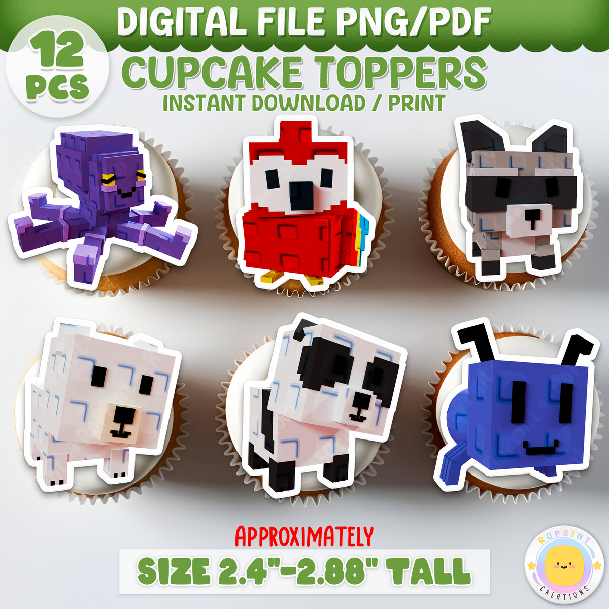 Bring the fun of Roblox Grow a Garden to your party treats! These printable cupcake toppers can be printed on cardstock, edible paper, or even made into stickers—just download, print, and decorate.