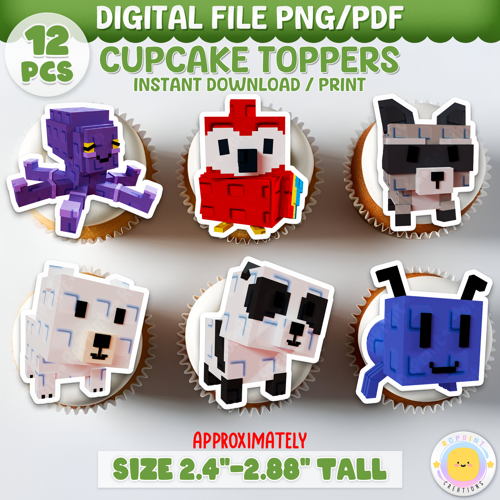 Bring the fun of Roblox Grow a Garden to your party treats! These printable cupcake toppers can be printed on cardstock, edible paper, or even made into stickers—just download, print, and decorate.