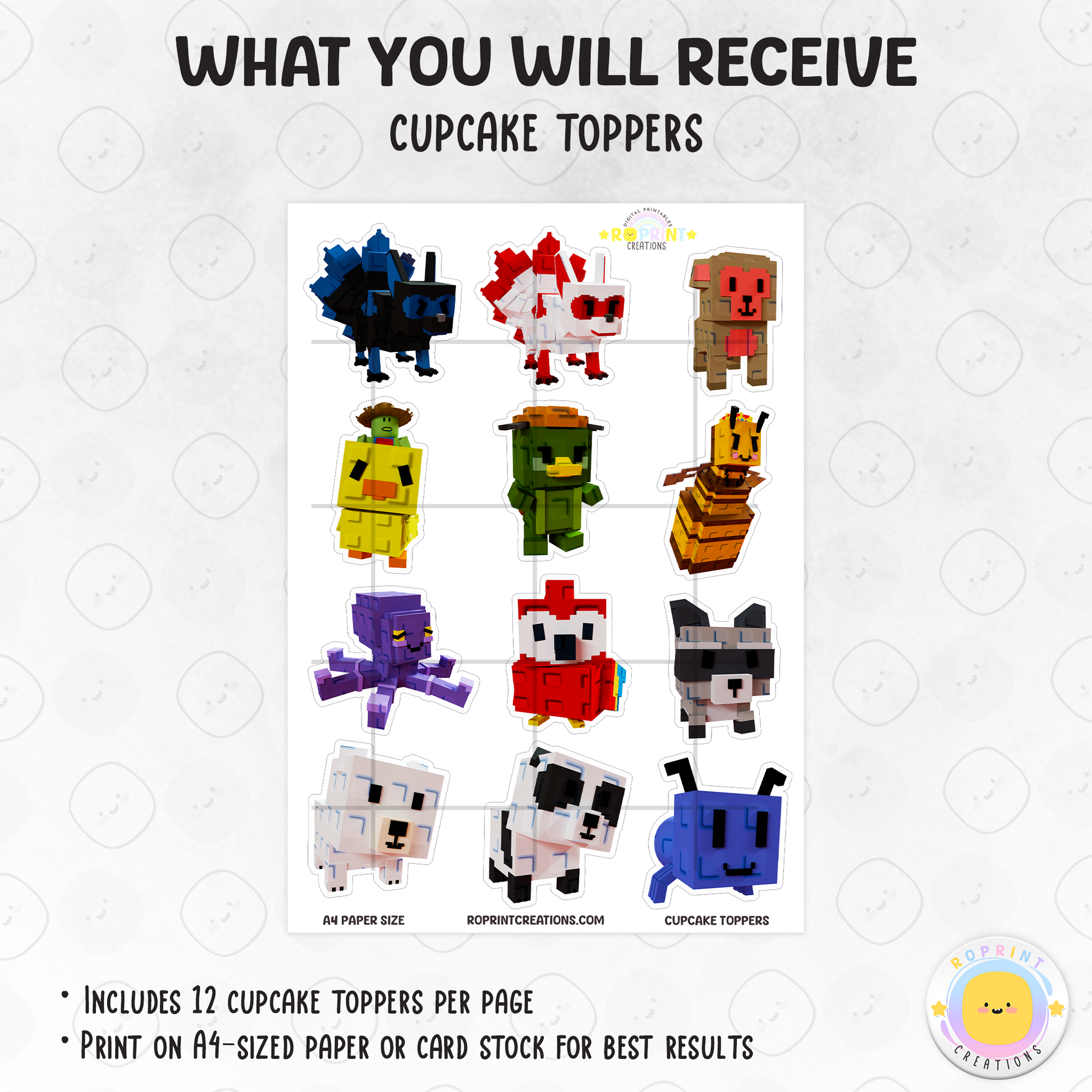 Bring the fun of Roblox Grow a Garden to your party treats! These printable cupcake toppers can be printed on cardstock, edible paper, or even made into stickers—just download, print, and decorate.