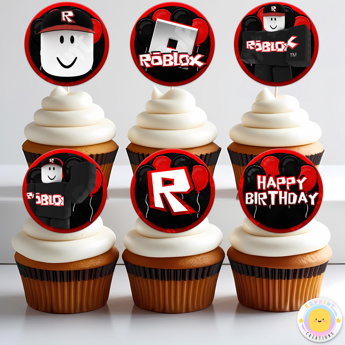 Roblox Guest Cupcake Toppers - Roblox Birthday Cupcake Toppers. Add a fun touch to your celebration with these Roblox Guest Cupcake Toppers! Instantly download, print, and assemble for a unique party decoration. These toppers can also be printed on edible paper or sticker paper to create fun stickers. Digital file only.