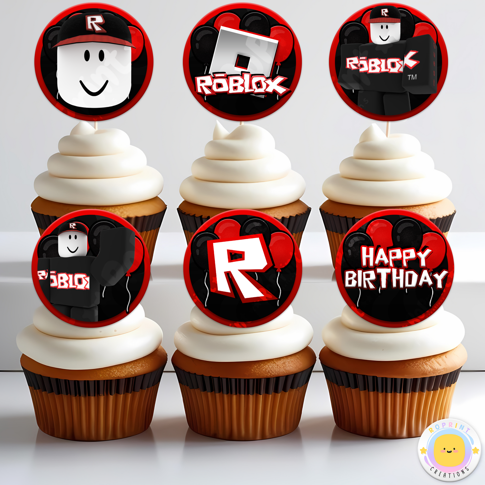 Roblox Guest Cupcake Toppers - Roblox Birthday Cupcake Toppers. Add a fun touch to your celebration with these Roblox Guest Cupcake Toppers! Instantly download, print, and assemble for a unique party decoration. These toppers can also be printed on edible paper or sticker paper to create fun stickers. Digital file only.