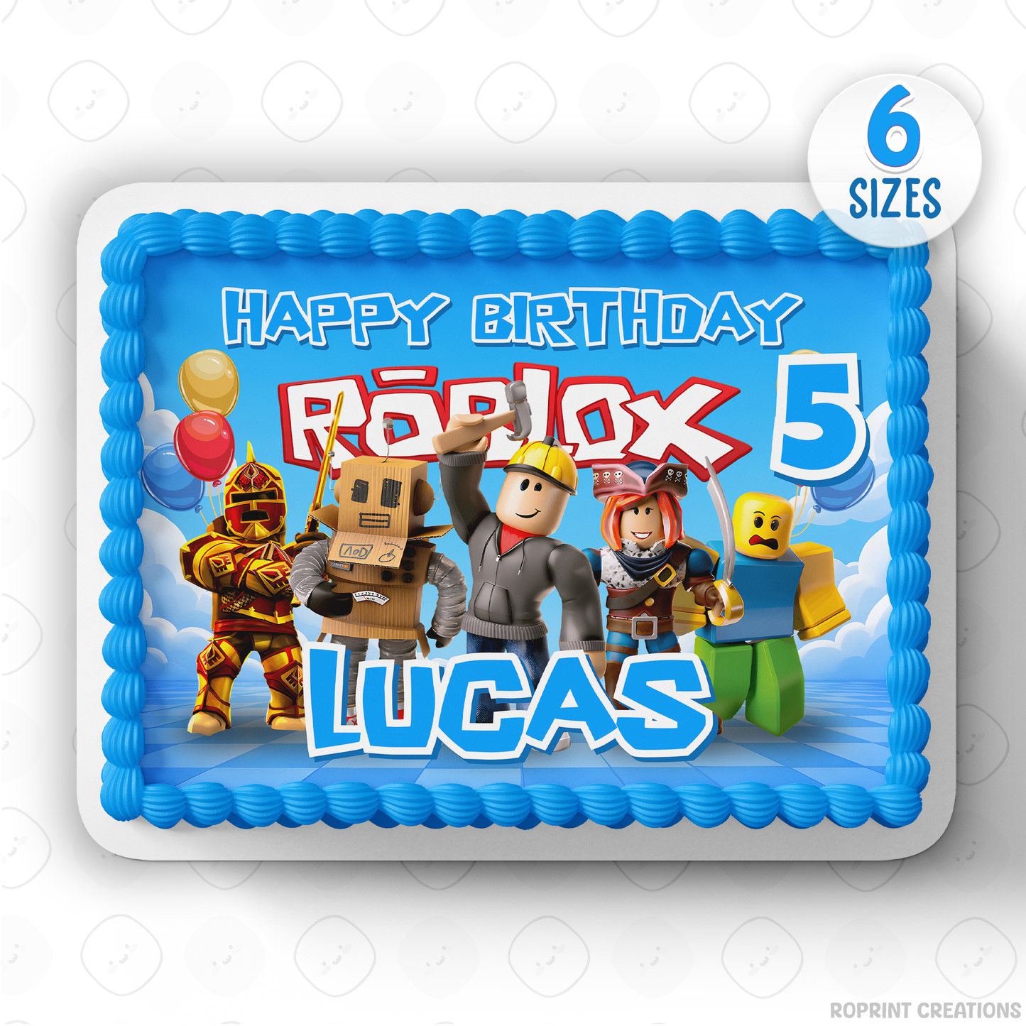 Add a fun Roblox touch to your celebration with this cake topper! Perfect for kids’ gamer-themed birthday parties—download, edit, print, and decorate your cake with ease. 🎮🎂