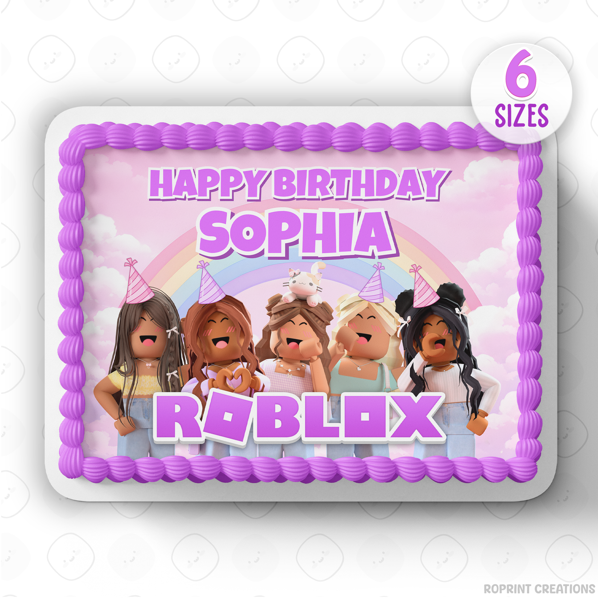 Add a fun purple Roblox touch to your party with this printable cake topper! Simply download, print, and decorate for a colorful gamer-themed birthday celebration. 🎮🎂