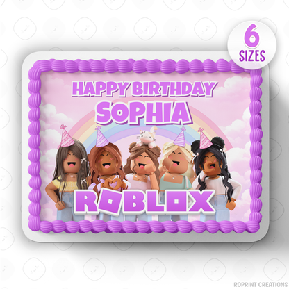 Add a fun purple Roblox touch to your party with this printable cake topper! Simply download, print, and decorate for a colorful gamer-themed birthday celebration. 🎮🎂
