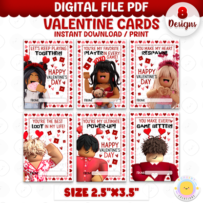 Celebrate love with these fun Roblox Valentine Cards! Instantly download, print, and share a playful touch of joy. Digital file only.