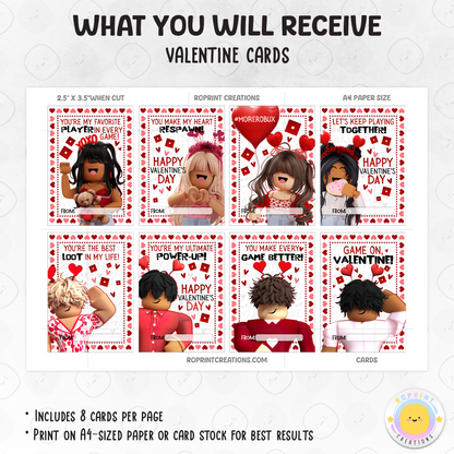 Celebrate love with these fun Roblox Valentine Cards! Instantly download, print, and share a playful touch of joy. Digital file only.