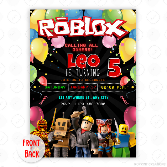 Level up your party with this Roblox-themed birthday invitation! Edit easily in Canva and print or share digitally. Instant download