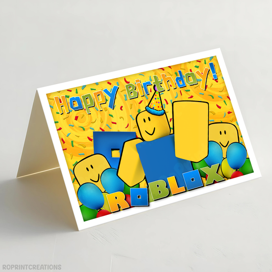 Roblox Noob Birthday Card - Printable Kids Gamer Greeting Card. Surprise your gamer with this fun Roblox Noob birthday card! Instant Download.