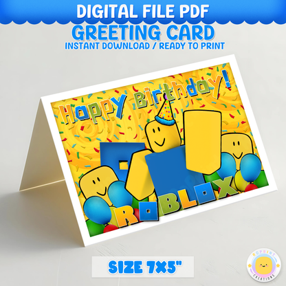 Roblox Noob Birthday Card - Printable Kids Gamer Greeting Card. Surprise your gamer with this fun Roblox Noob birthday card! Instant Download.