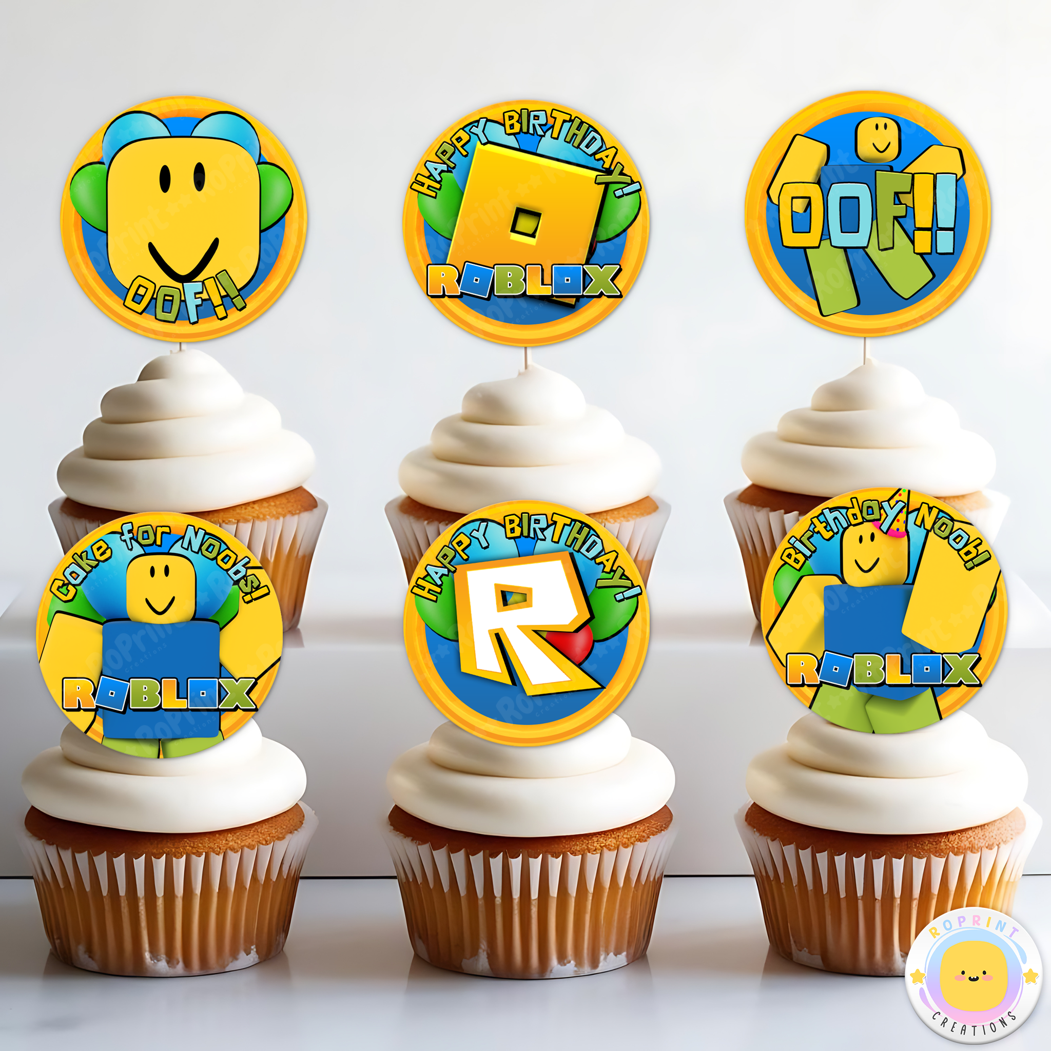 Roblox Noob Cupcake Toppers - Roblox Birthday Cupcake Toppers – RoPrint ...