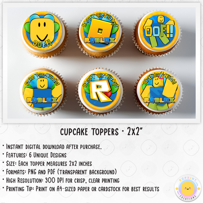 Roblox Noob Cupcake Toppers - Roblox Birthday Cupcake Toppers