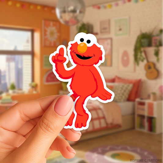 Add some fun with this Elmo sticker! Perfect for party favors, crafts, or decorating notebooks, laptops, and more — the best gift for Sesame Street fans.