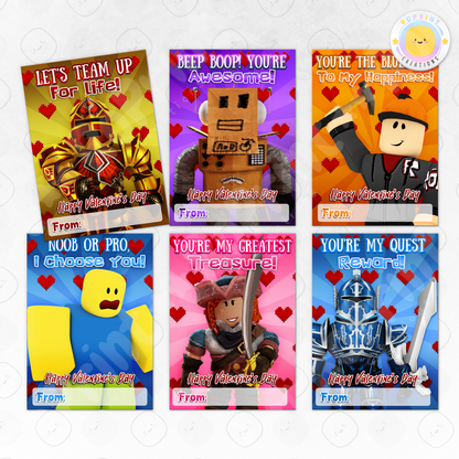 Roblox Valentine Cards - Printable Kids Valentine's Day Cards