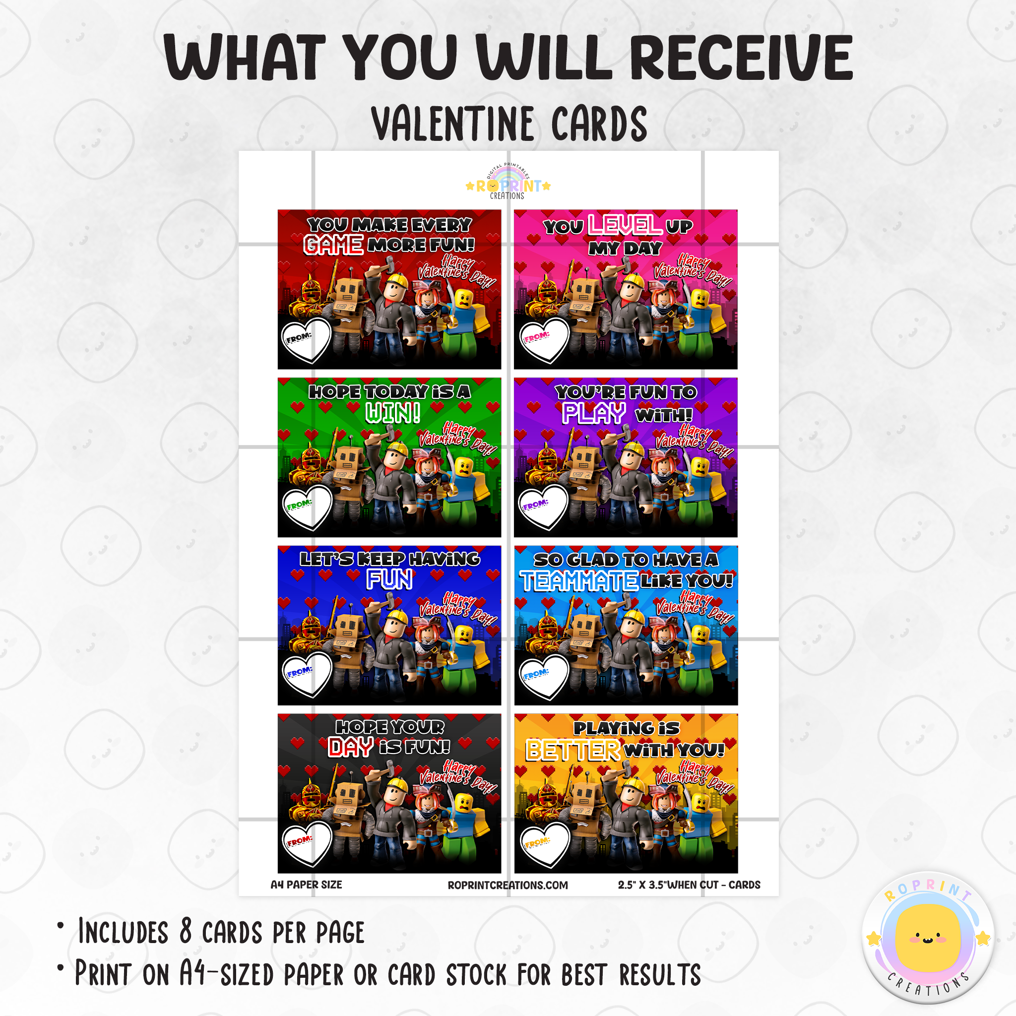 Roblox Valentine Cards Printable Gamer Classroom Valentine Exchange Roblox Valentine Cards Printable Gamer Classroom Valentine Exchange Cards What You Will Receive 
