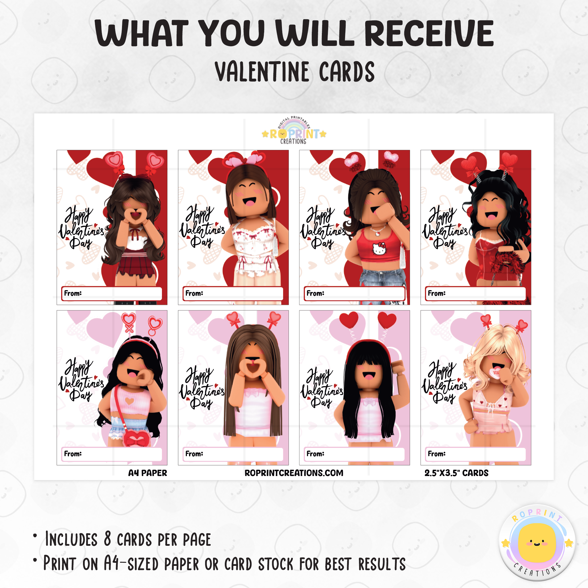 Roblox Valentine Cards For Girls Roblox Printable Classroom Roblox Valentine Cards For Girls Roblox Printable Classroom Valentines What You Receive 