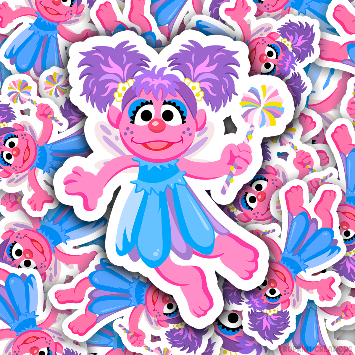 Add some fun with this Abby sticker! Perfect for party favors, crafts, or decorating notebooks, laptops, and more — the best gift for Sesame Street fans.