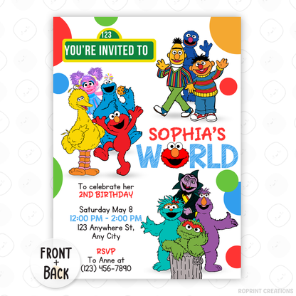 Sesame Street Birthday Invitation - Editable Elmo Kids Party Invite
