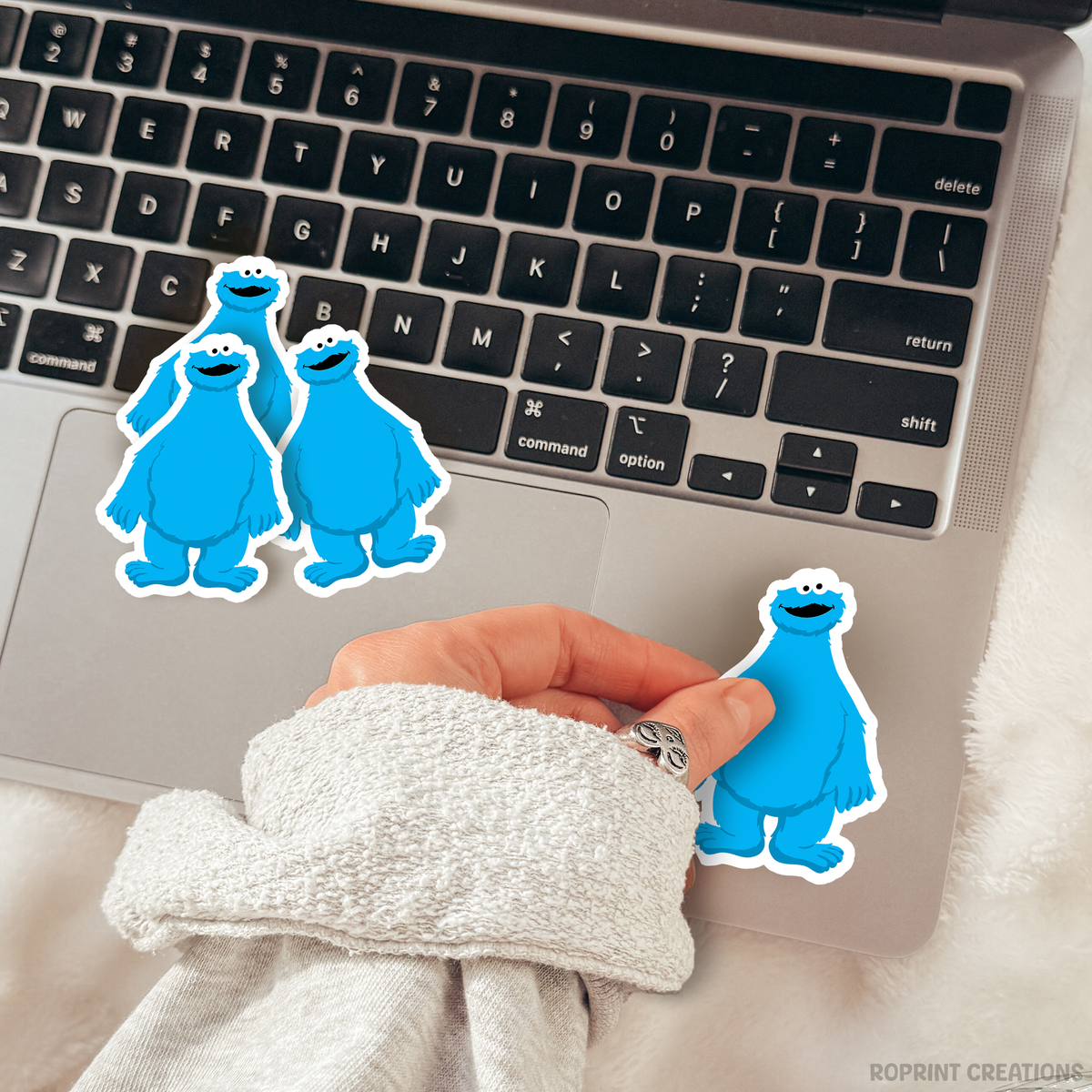 Add some fun with this Cookie Monster sticker! Perfect for party favors, crafts, or decorating notebooks, laptops, and more — the best gift for Sesame Street fans.